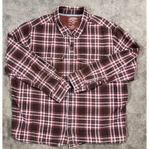 REI CoOperative Mens XXL Russet Light Blue Plaid‎ Cotton Heavy LS Flannel Shirt